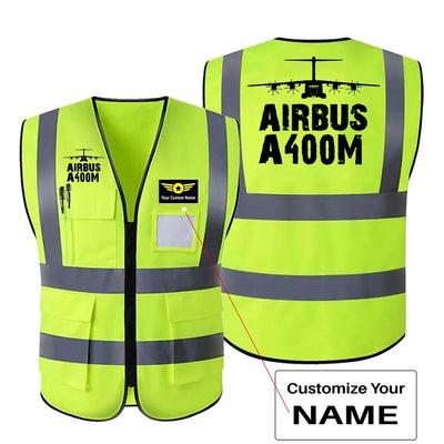 Airbus A400M & Plane aviation design printed on high-visibility reflective fabric reflective vest.