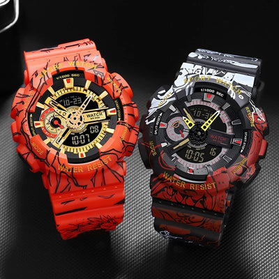 Super Colorful High Quality aviation shock-resistant pilot watch, rugged stainless steel body with engraved detail.