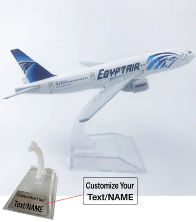Side view of Egypt Air Boeing 777 Airplane Model (16CM) aviation 16-18cm scale model aircraft in diecast metal.
