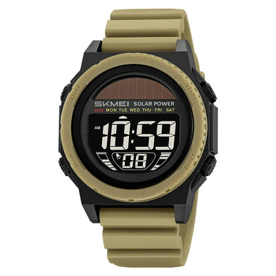 Sport Watch Men Solar PU Strap Wristwatches Mens Chronograph Alarm 5Bar Waterproof aviation-themed shock-resistant pilot watc.