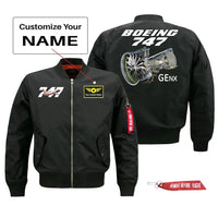 Thumbnail for Boeing 747 & GENX Engine Pilot Jackets (Customizable) aviation design printed on comfortable shell with classic fit designed.
