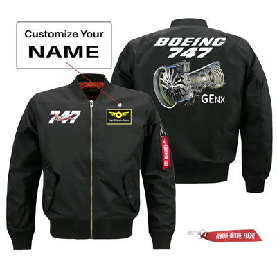 Boeing 747 & GENX Engine Pilot Jackets (Customizable) aviation design printed on comfortable shell with classic fit designed.