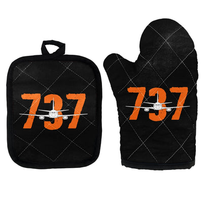 Boeing 737 Kitchen Glove & Holder aviation design on durable fabric with insulated lining kitchen glove holder.