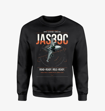 Saab JAS 39C Gripen design on black sweatshirt