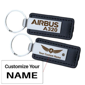 Airbus A320 & Text Faux Leather Key Chains