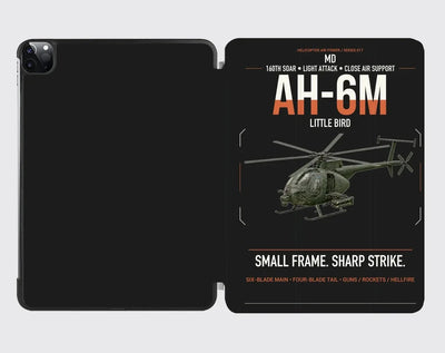MD AH-6M Little Bird design on black ipad tablet case