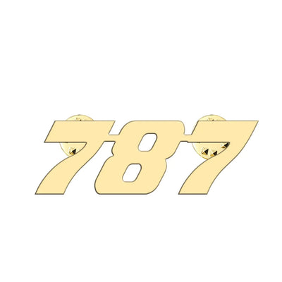 Boeing 787 Flat Text aviation hollow pin in polished alloy.
