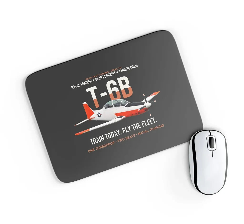 T-6B Texan II Naval Aviator Training design on black rectangle mouse pad