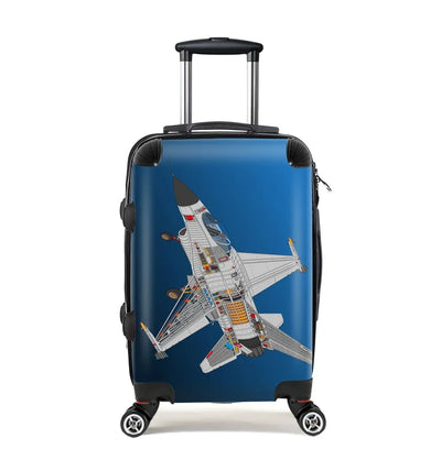 Graphical Fighter Jet 16 Cabin Size aviation luggage in durable shell.
