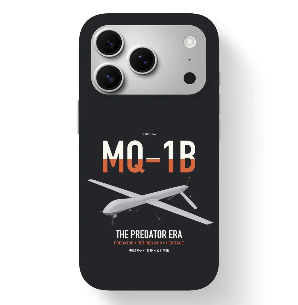 MQ-1B Predator design on black magsafe iphone case, for iPhone 17 Pro