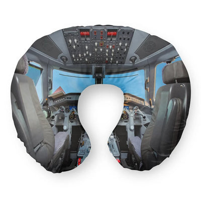Embraer E190 Cockpit Travel & Boppy aviation design on memory foam with soft cover travel pillow.
