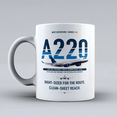 A220-100 Mug design on white airbus