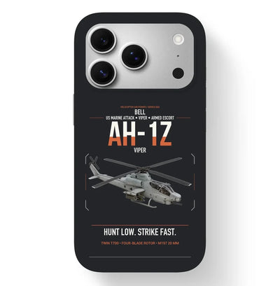 Bell AH-1Z Viper design on black magsafe iphone case, for iPhone 17 Pro