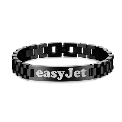 EasyJet Airlines aviation-themed chain bracelet, polished stainless steel.