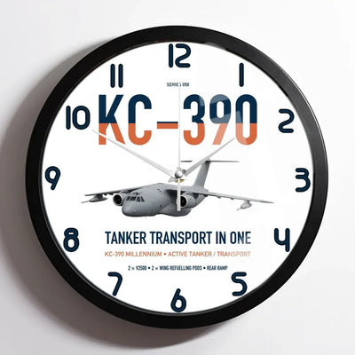 Embraer KC-390 Millennium design on white framed wall clock