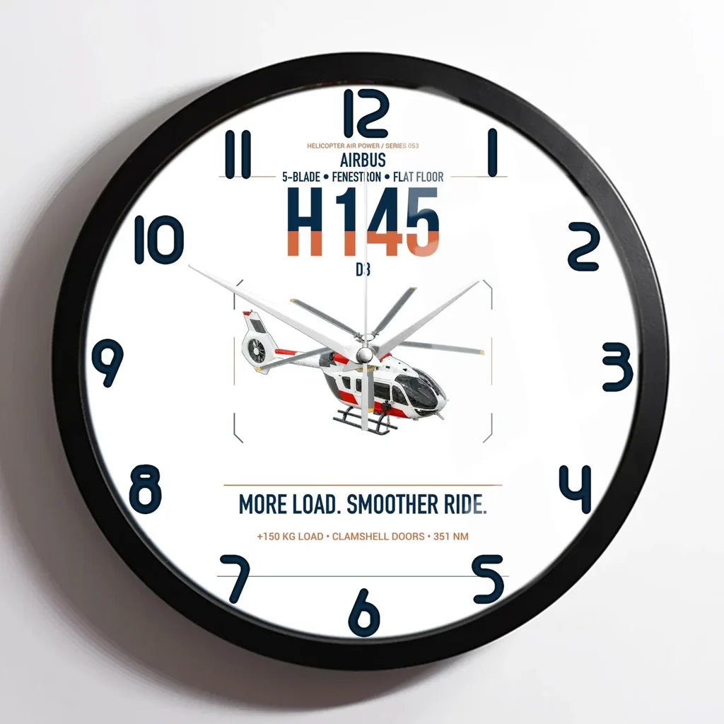 Airbus H145 D3 design on white framed wall clock