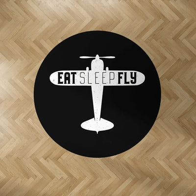 Eat Sleep Fly & Propeller Carpet & Floor Mats (Round) aviation design on durable carpet pile with non-slip backing round carp.