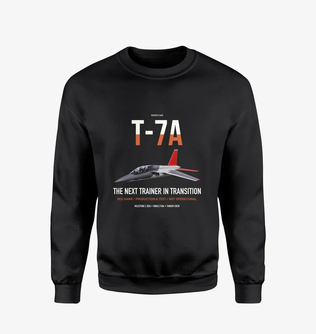 T-7A Red Hawk design on black sweatshirt