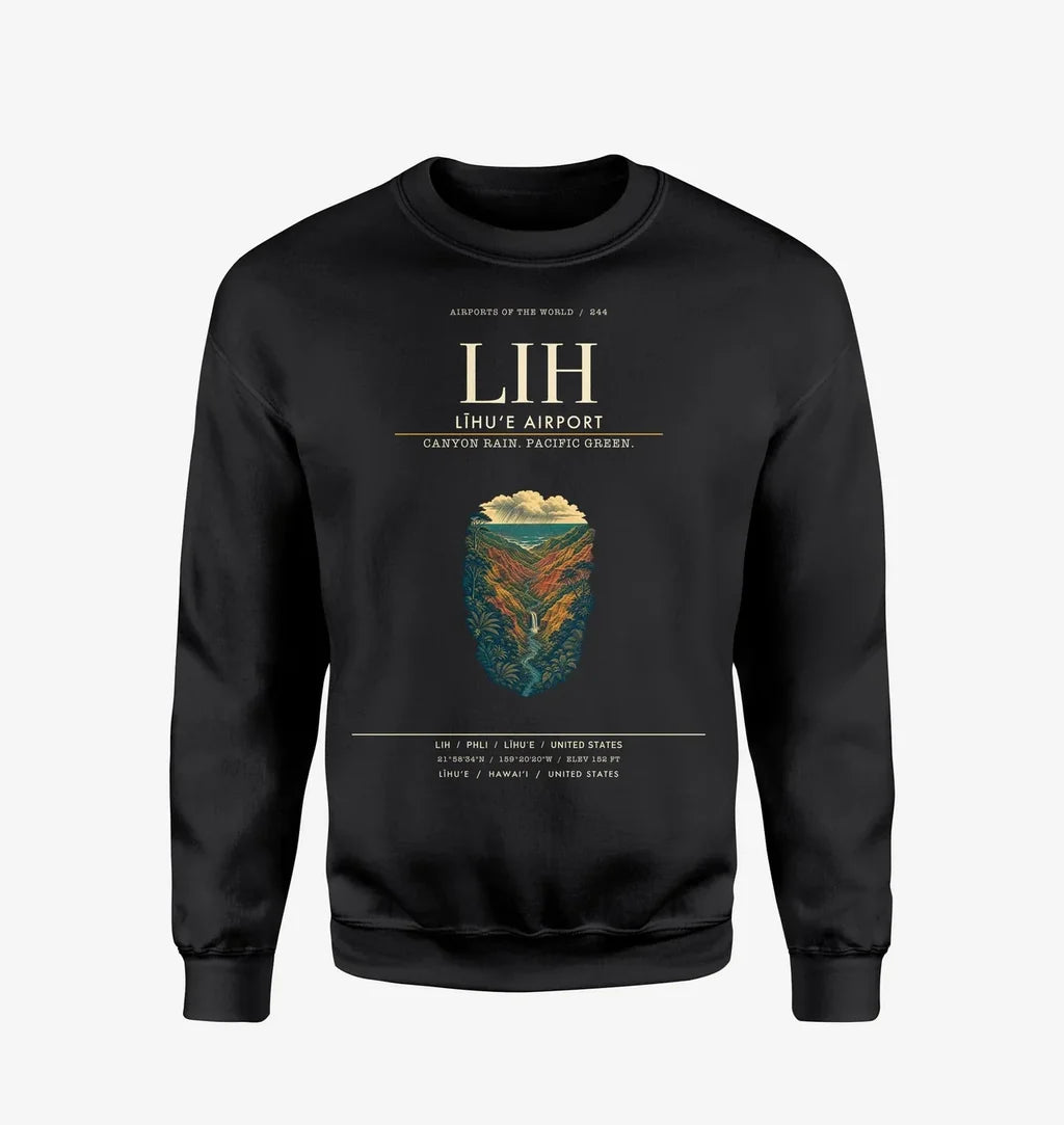 Līhuʻe Airport (LIH) design on black sweatshirt