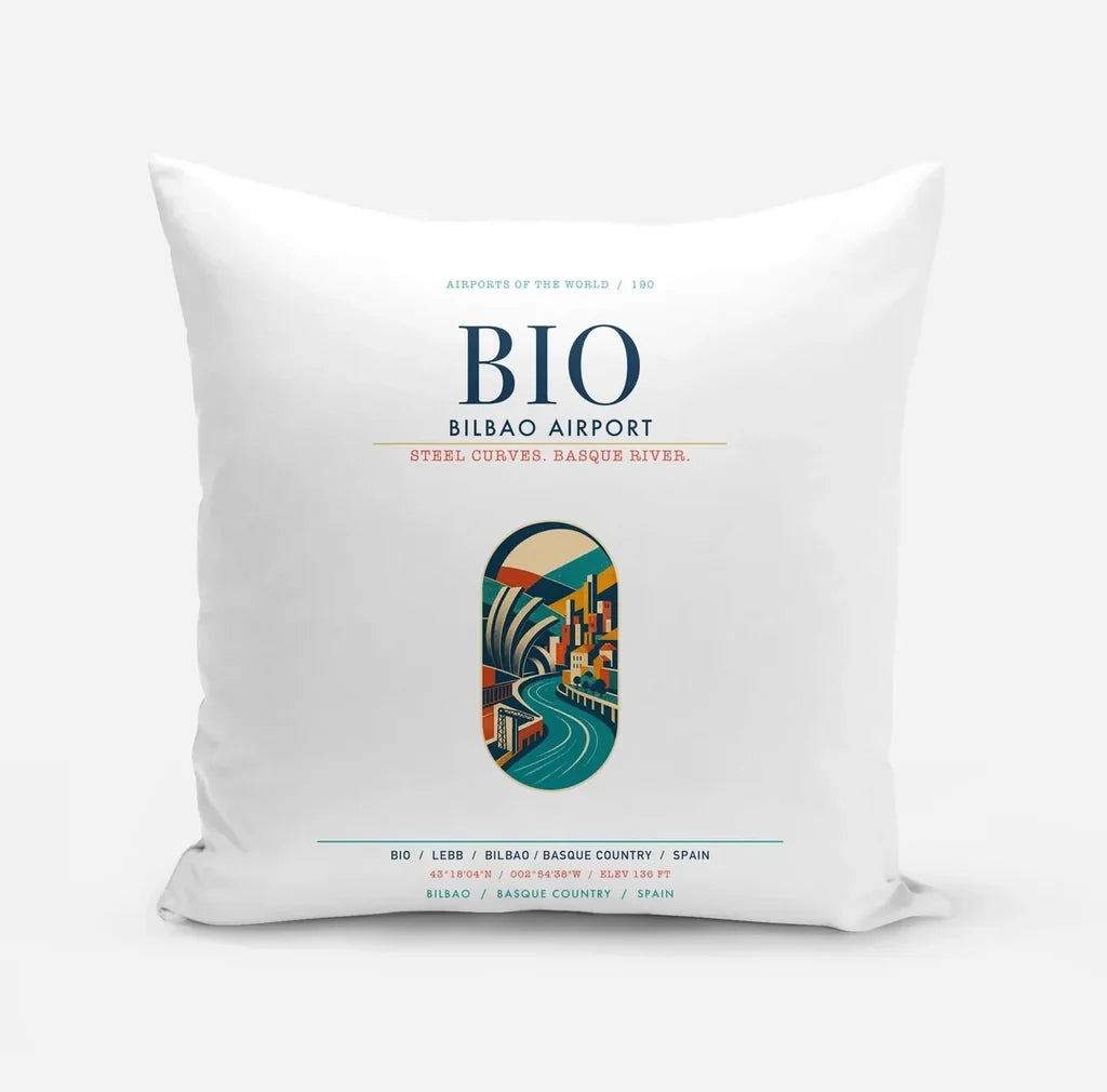 Bilbao Airport (BIO) design on white pillow