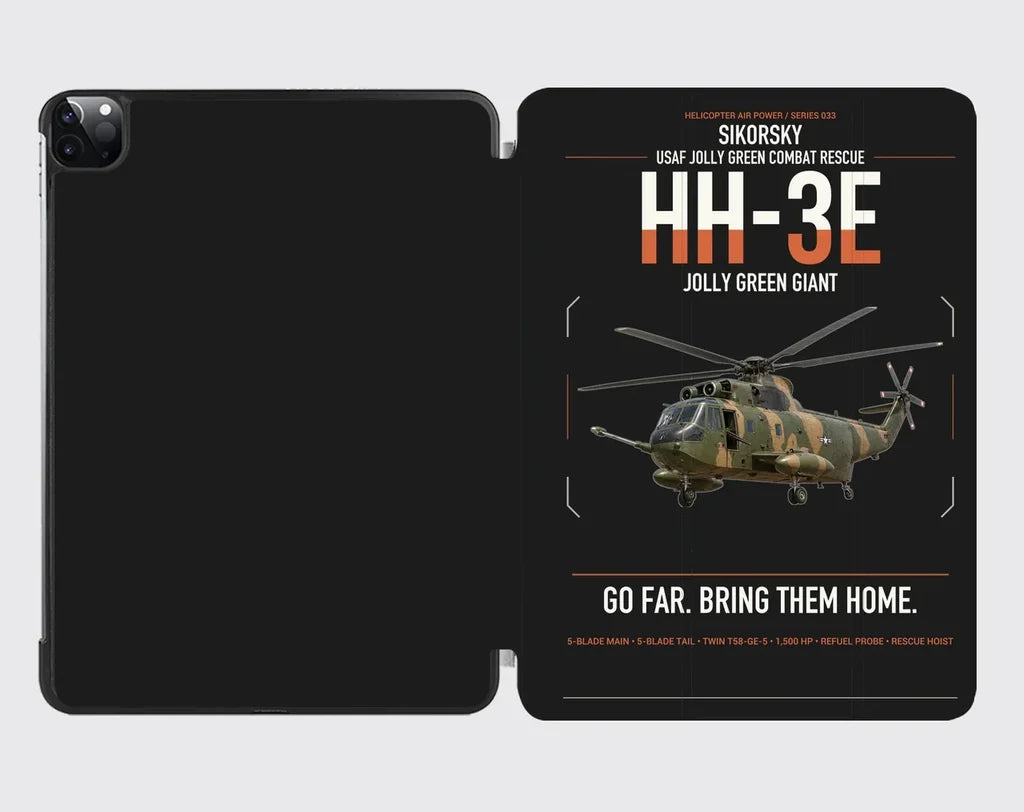 Sikorsky HH-3E Jolly Green Giant design on black ipad tablet case
