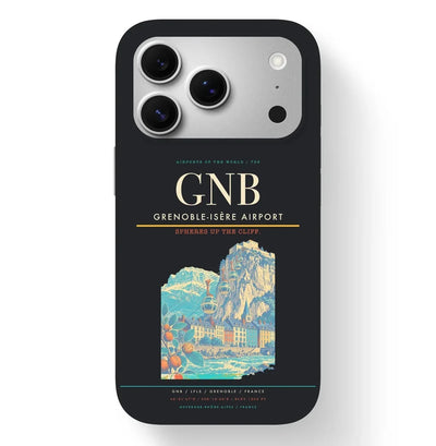 Grenoble Airport (GNB) design on black iPhone 17 Pro MagSafe case