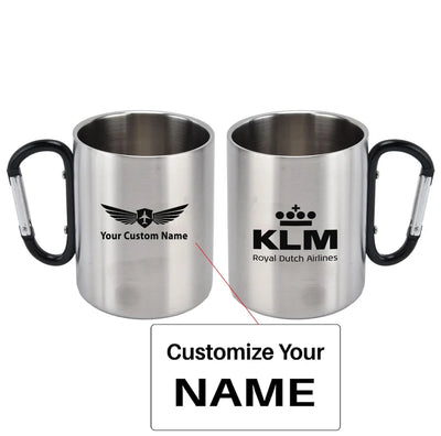 KLM Royal Dutch Airlines aviation design on outdoor mug, durable insulated construction.