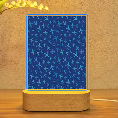 Many Airplanes Blue aviation design on premium acrylic with LED night lamp.