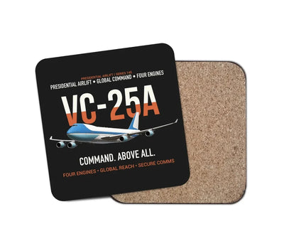 VC-25A Air Force One Presidential Airlift design on black 1 piece coaster