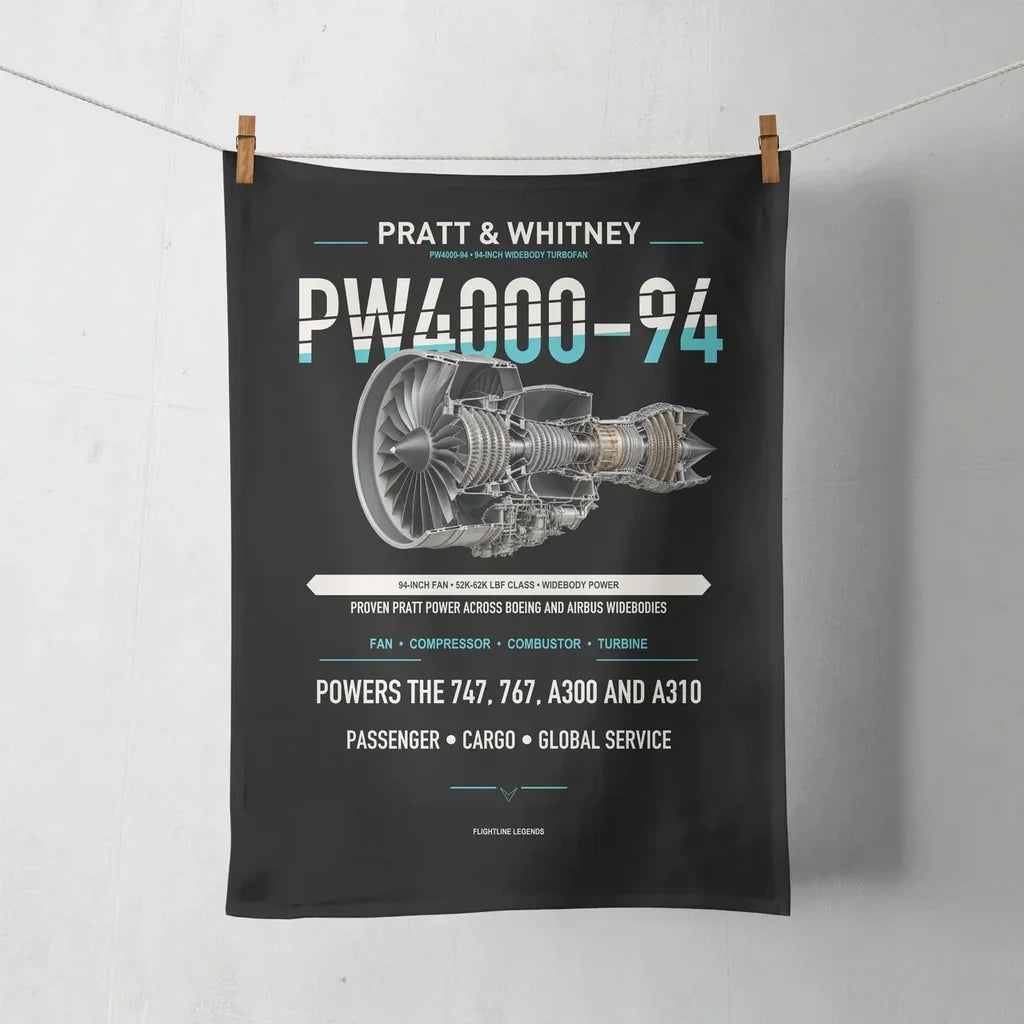PW4000-94 design on black towel
