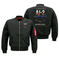 Thumbnail for AJ-2 Savage Tanker design on black bomber jacket, double-side print
