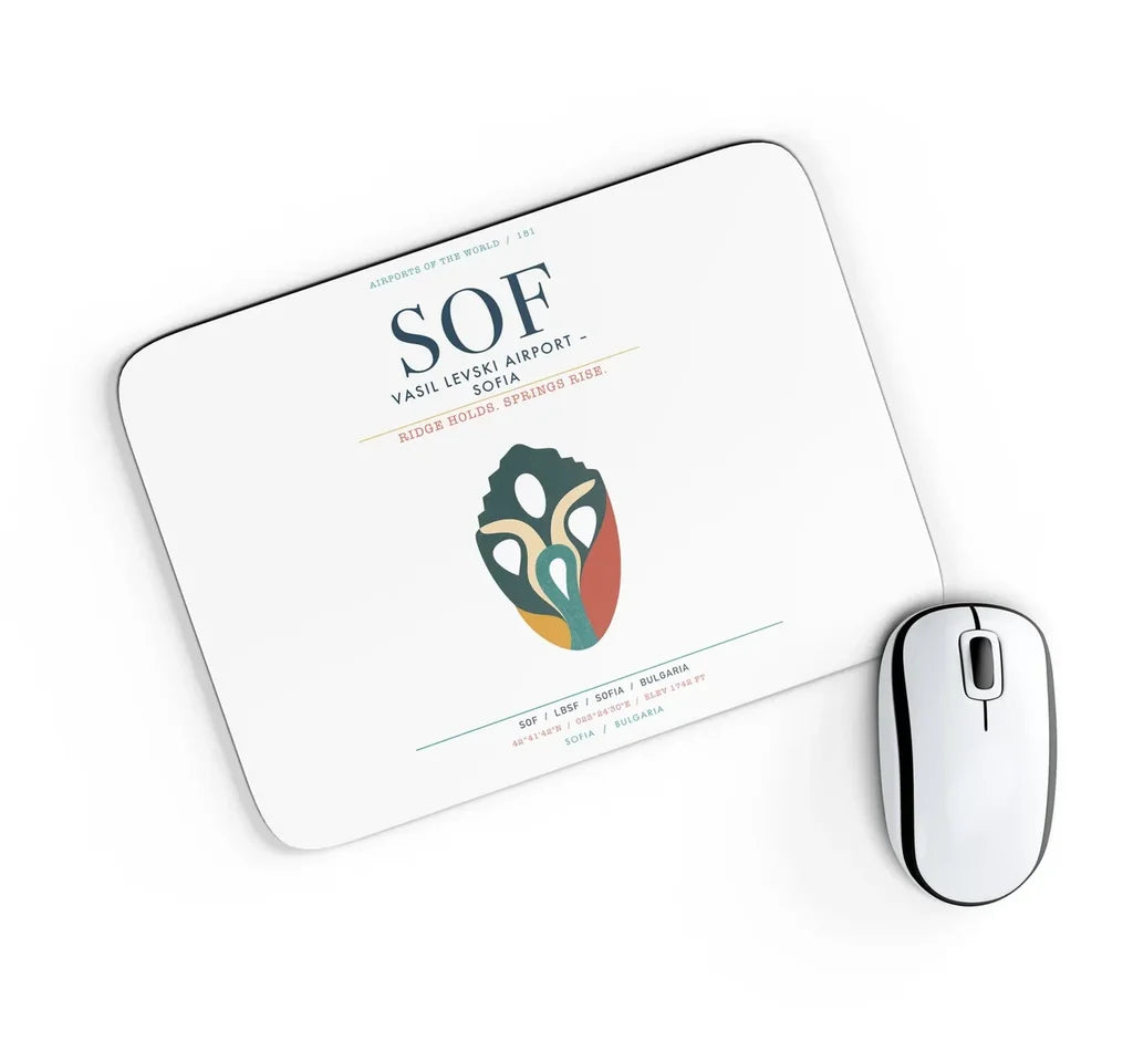 Vasil Levski Airport – Sofia (SOF) design on white rectangle mouse pad