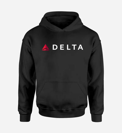 Delta Air Lines logo printed on black hoodie