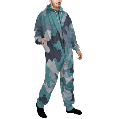 Military Camouflage Green Jumpsuit for Men & Women aviation design on soft cotton blend jumpsuit.