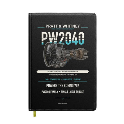 PW2040 design on black notebook