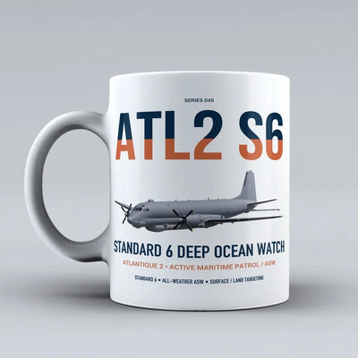 Atlantique 2 Standard 6 design on white ceramic mug, double-side print