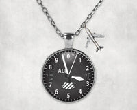 Thumbnail for Side view of Altitude aviation necklace in stainless steel, polished finish.