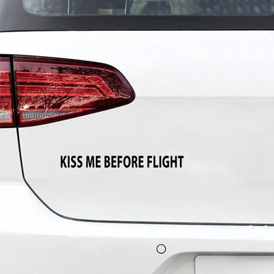 KISS ME BEFORE FLIGHT Car aviation design car sticker in weather-resistant vinyl.