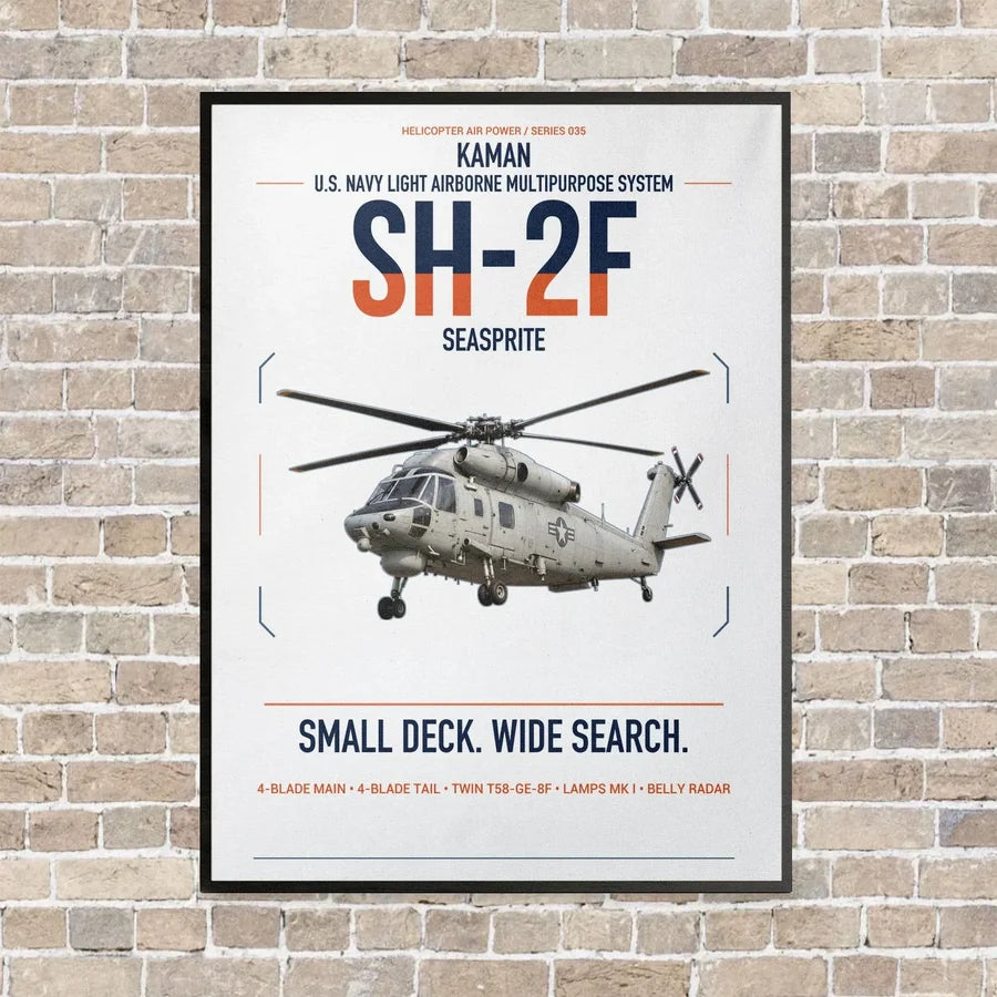 Kaman SH-2F Seasprite vertical canvas print - framed - white background