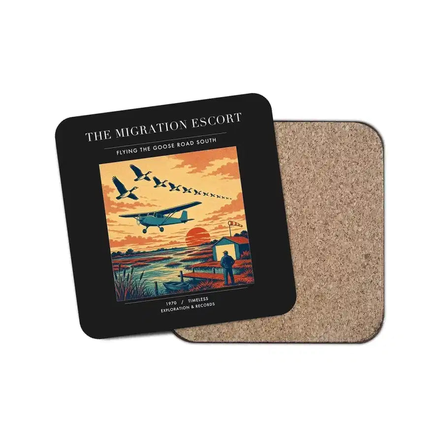 The Migration Escort - Designed Coasters design on black 1-piece