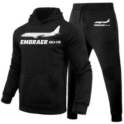 The Embraer ERJ-175 aviation design on soft cotton blend hoodie and sweatpants set.