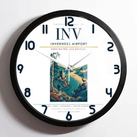 Thumbnail for Inverness Airport (INV) design on white framed wall clock