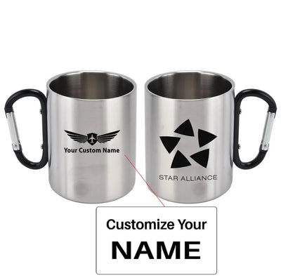 Star Alliance Airlines aviation design on outdoor mug, durable insulated construction.