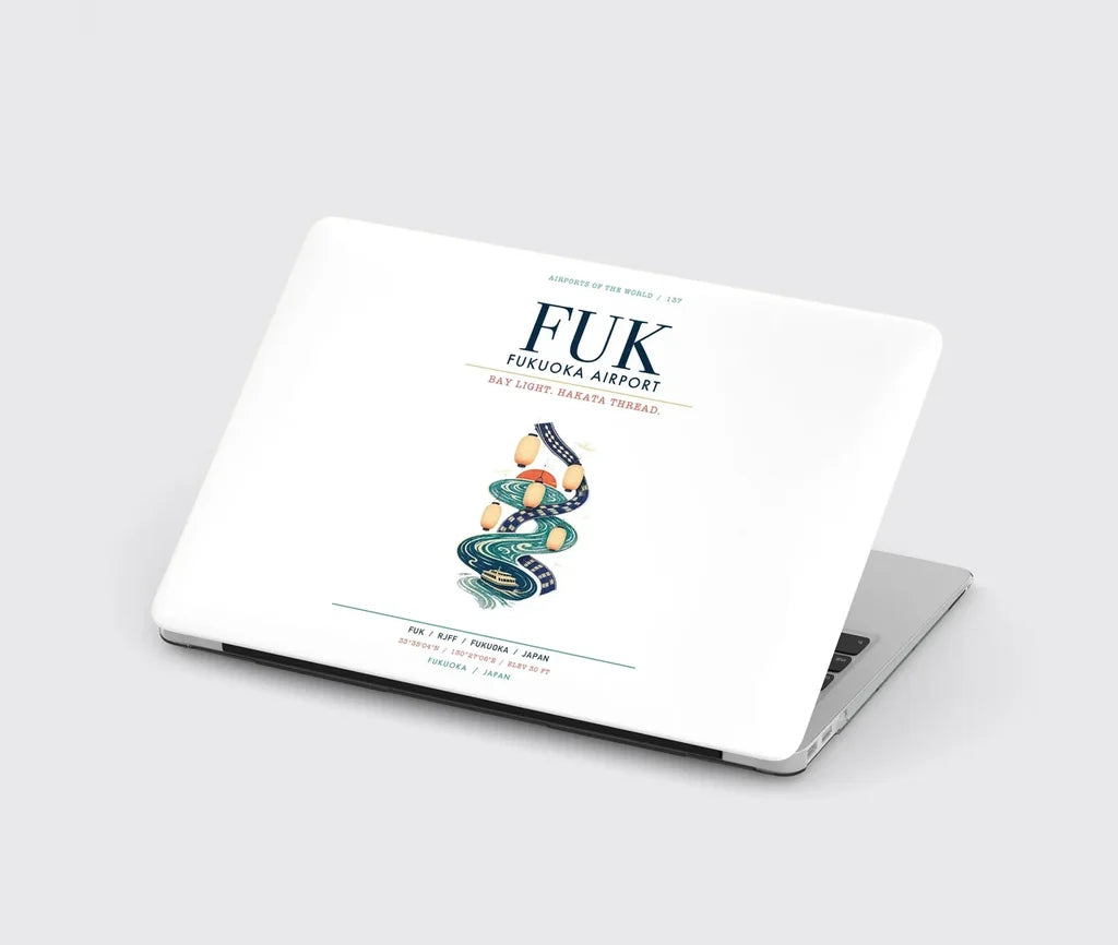 Fukuoka Airport (FUK) design on white MacBook case