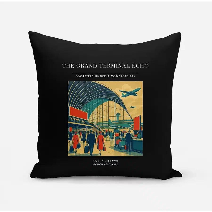 VINTAGE G4300 - The Grand Terminal Echo - Designed Pillows design on black