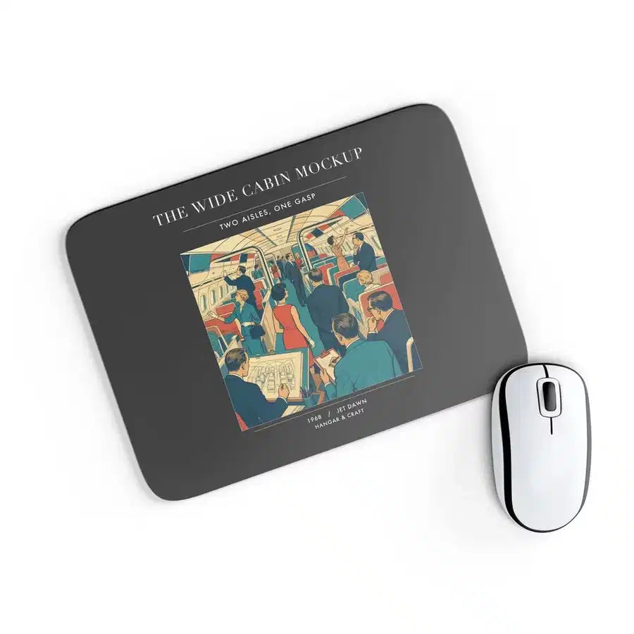 VINTAGE G4467 - The Wide Cabin Mockup - Designed Mouse Pads design on black rectangle