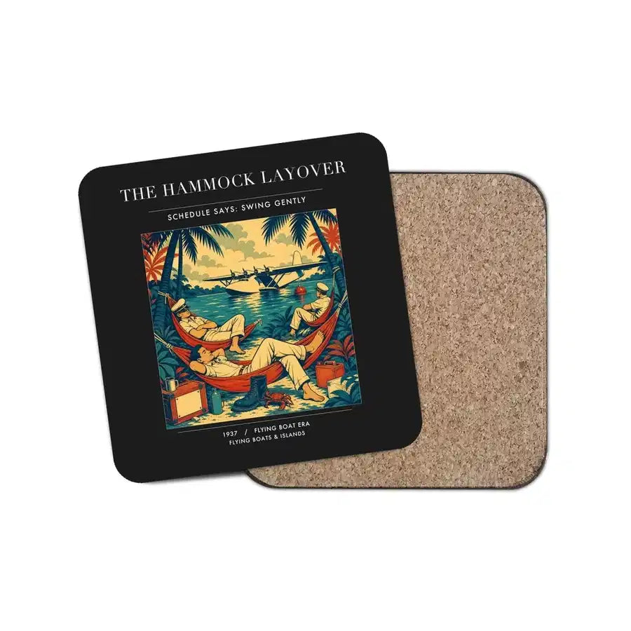 The Hammock Layover - Designed Coasters design on black 1-piece