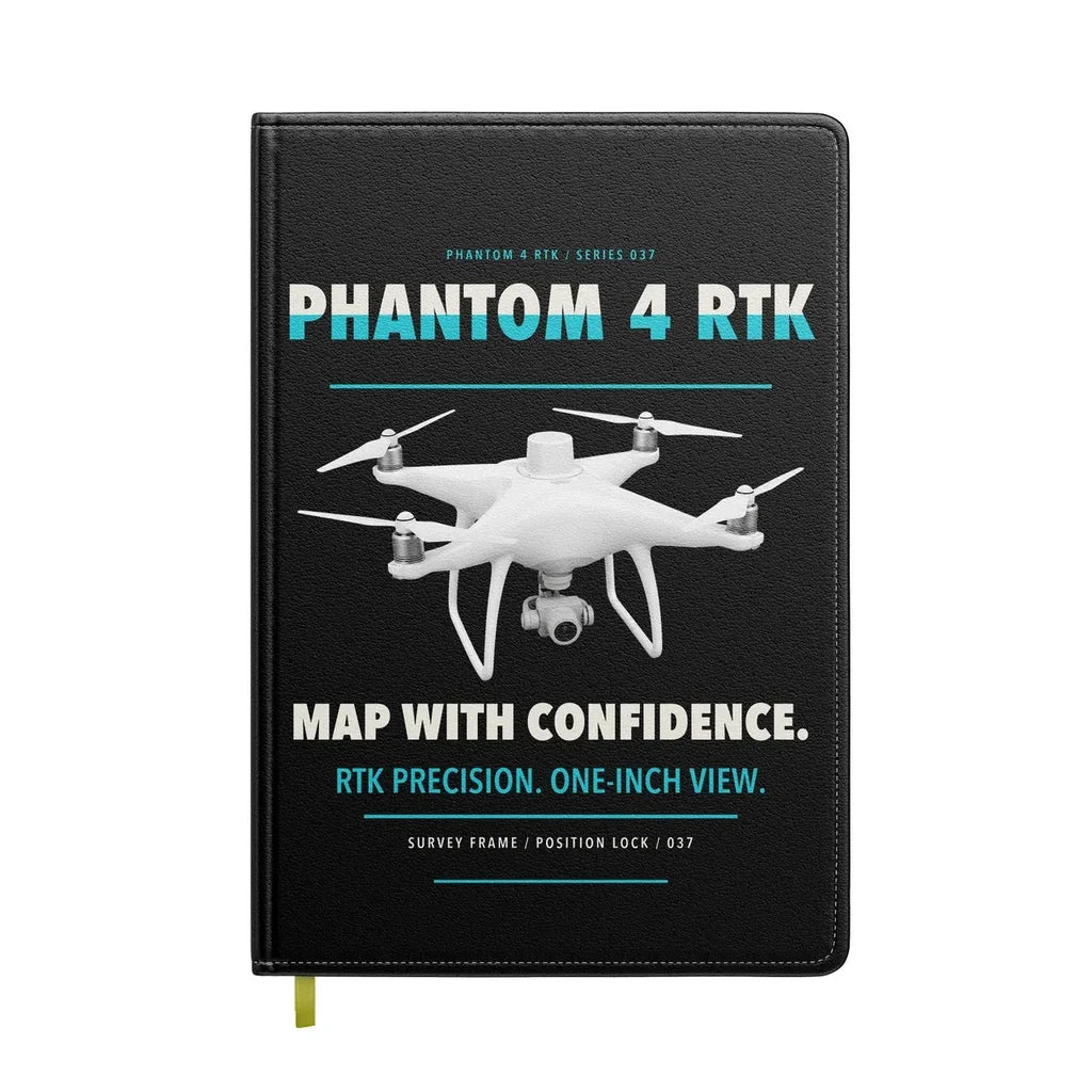 DJI Phantom 4 RTK design on black notebook