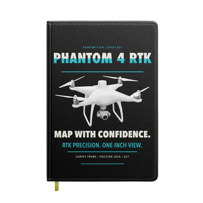 DJI Phantom 4 RTK design on black notebook