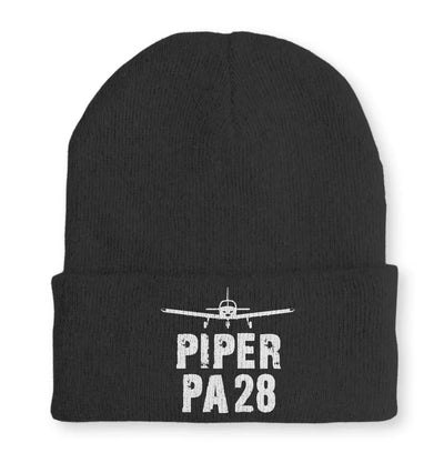 Piper PA28 & Plane Embroidered aviation embroidery on soft knit fabric beanie.